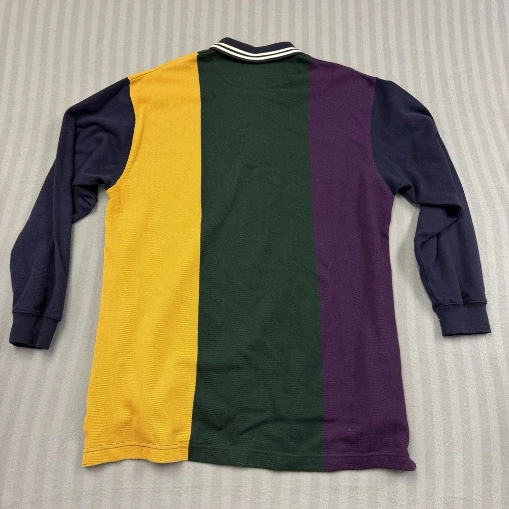 Vintage 90s Chaps Ralph Lauren Longsleeve Polo Size Medium Vertical Color Block